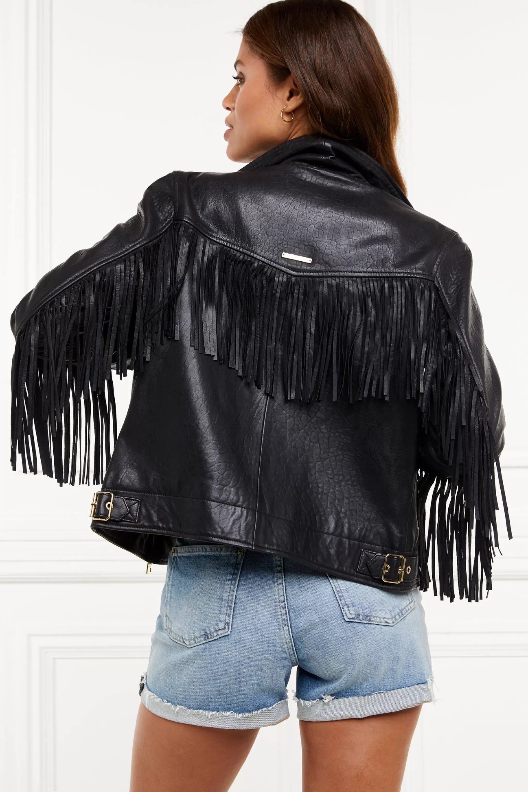 Fringed Leather Biker Jacket>Holland Cooper Cheap