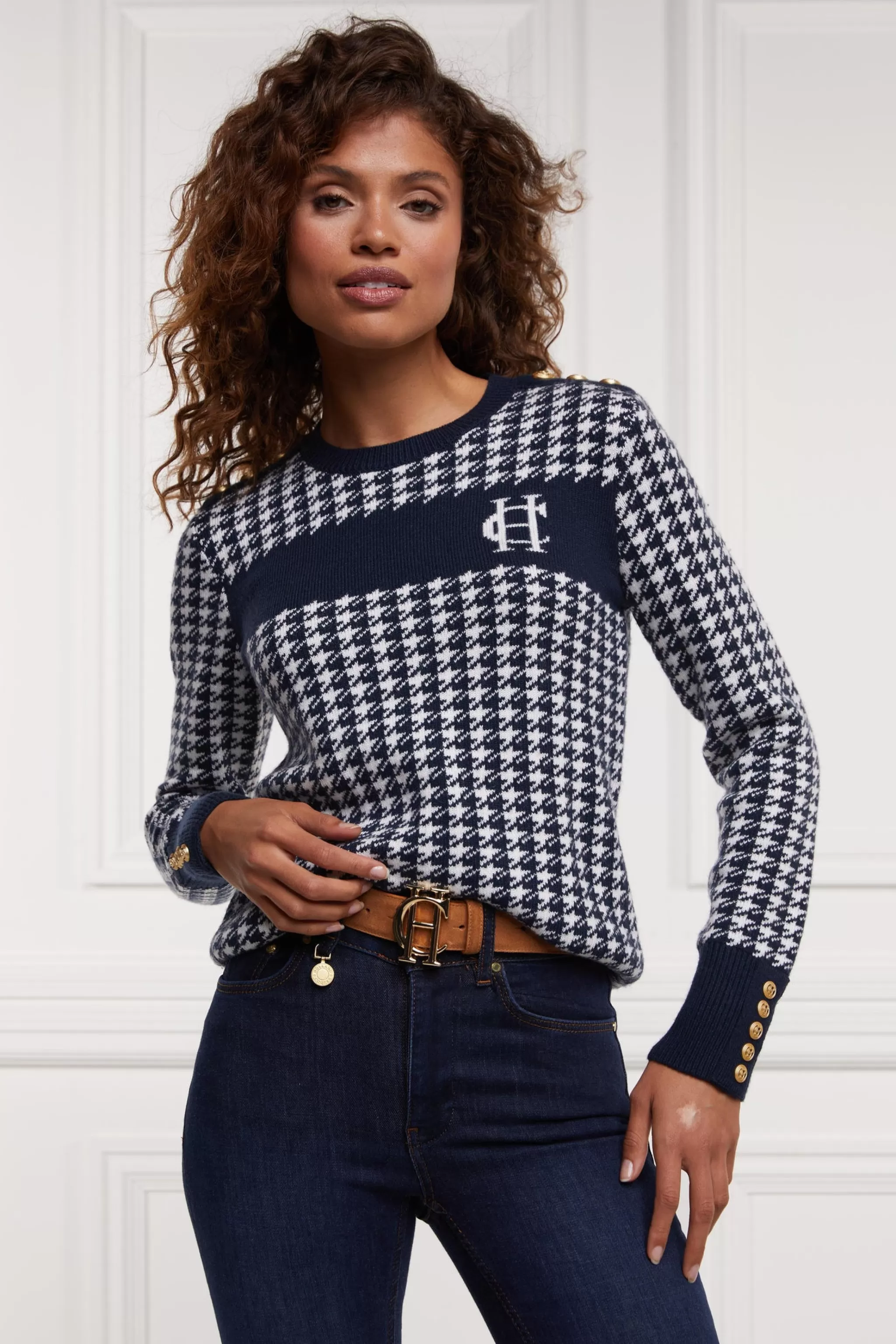 Panel Crew Neck Knit>Holland Cooper Online